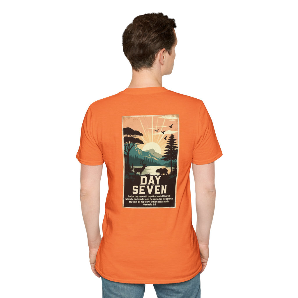 Day Seven of Creation T-Shirt — Biblical Creation Back Design