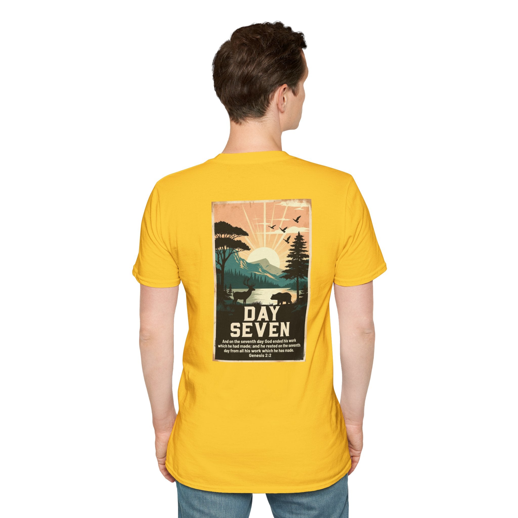 Day Seven of Creation T-Shirt — Biblical Creation Back Design