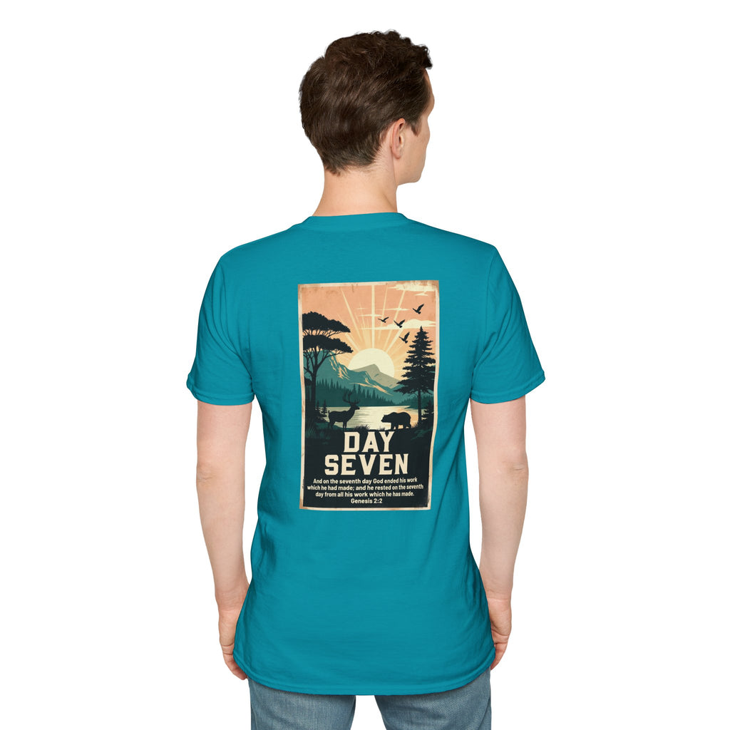 Day Seven of Creation T-Shirt — Biblical Creation Back Design