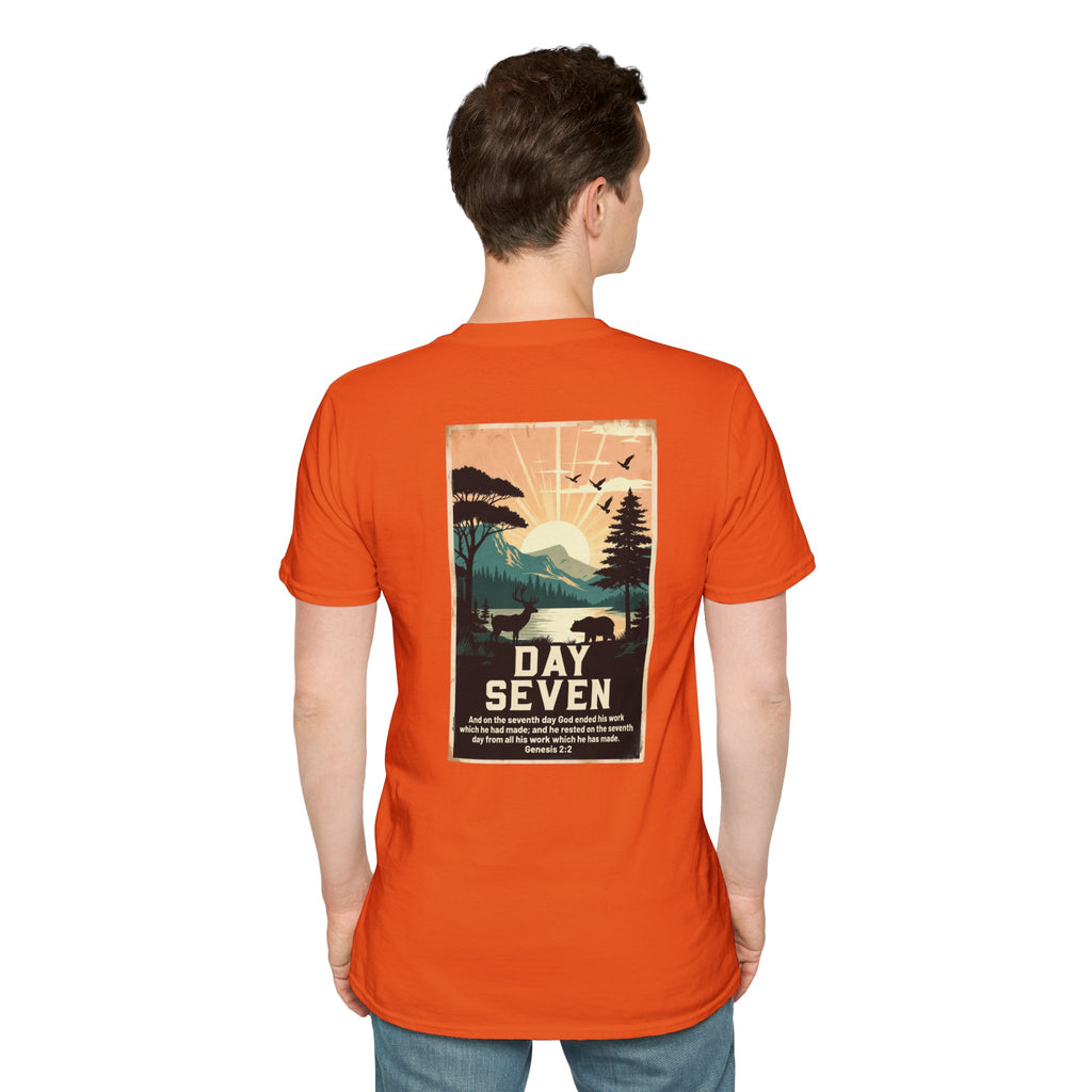 Day Seven of Creation T-Shirt — Biblical Creation Back Design