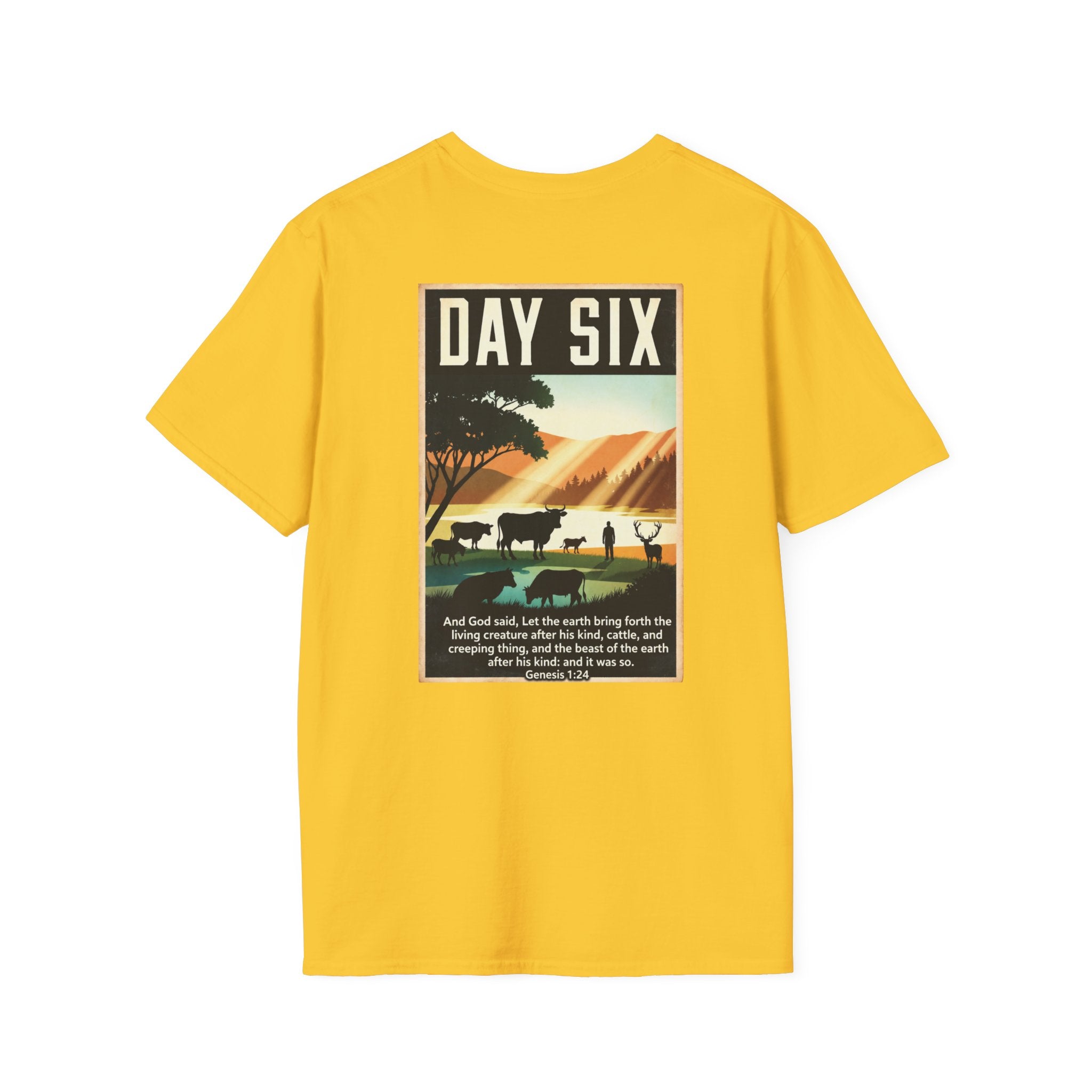 Day Six of Creation Vintage Scripture T-Shirt — King James Bible Design