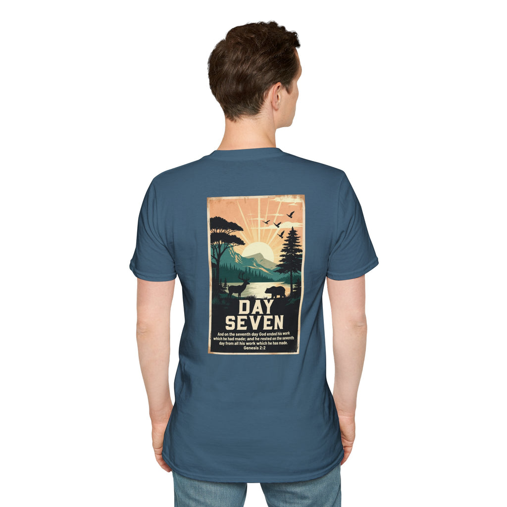 Day Seven of Creation T-Shirt — Biblical Creation Back Design