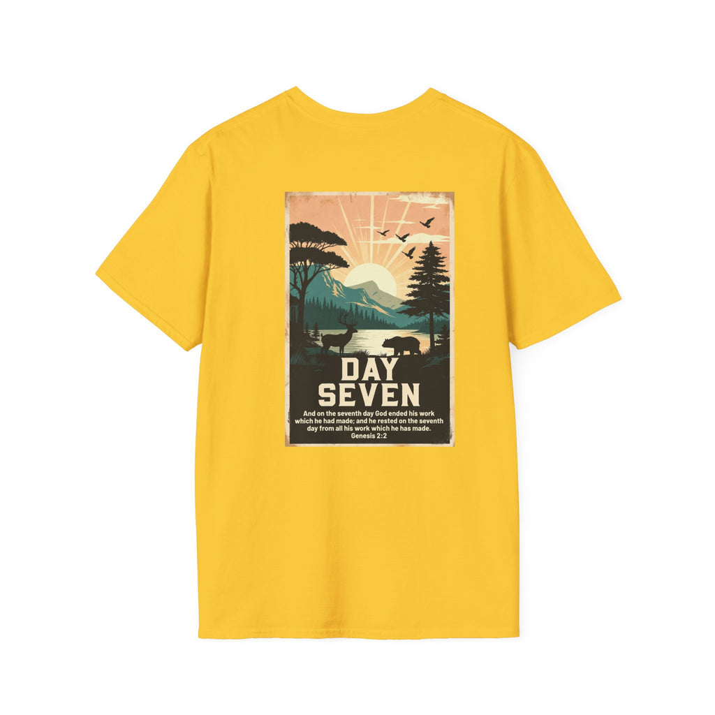Day Seven of Creation T-Shirt — Biblical Creation Back Design