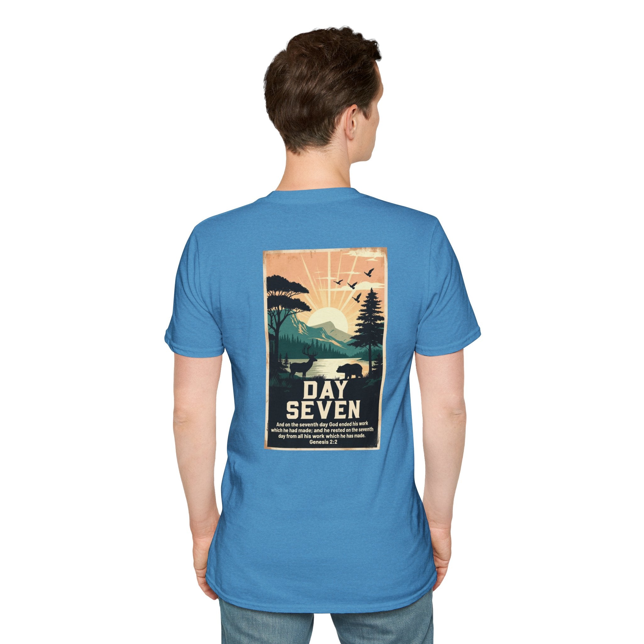 Day Seven of Creation T-Shirt — Biblical Creation Back Design