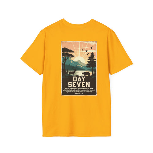 Day Seven of Creation T-Shirt — Biblical Creation Back Design