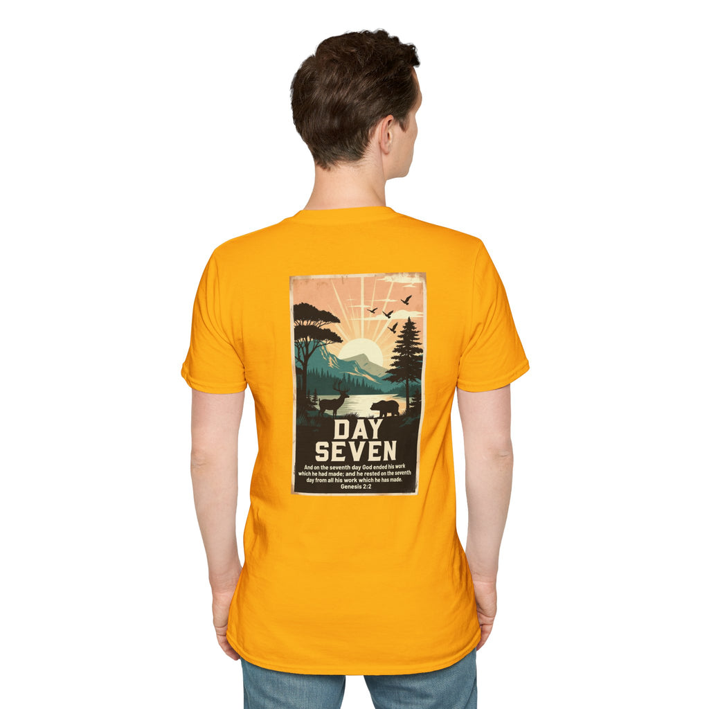 Day Seven of Creation T-Shirt — Biblical Creation Back Design