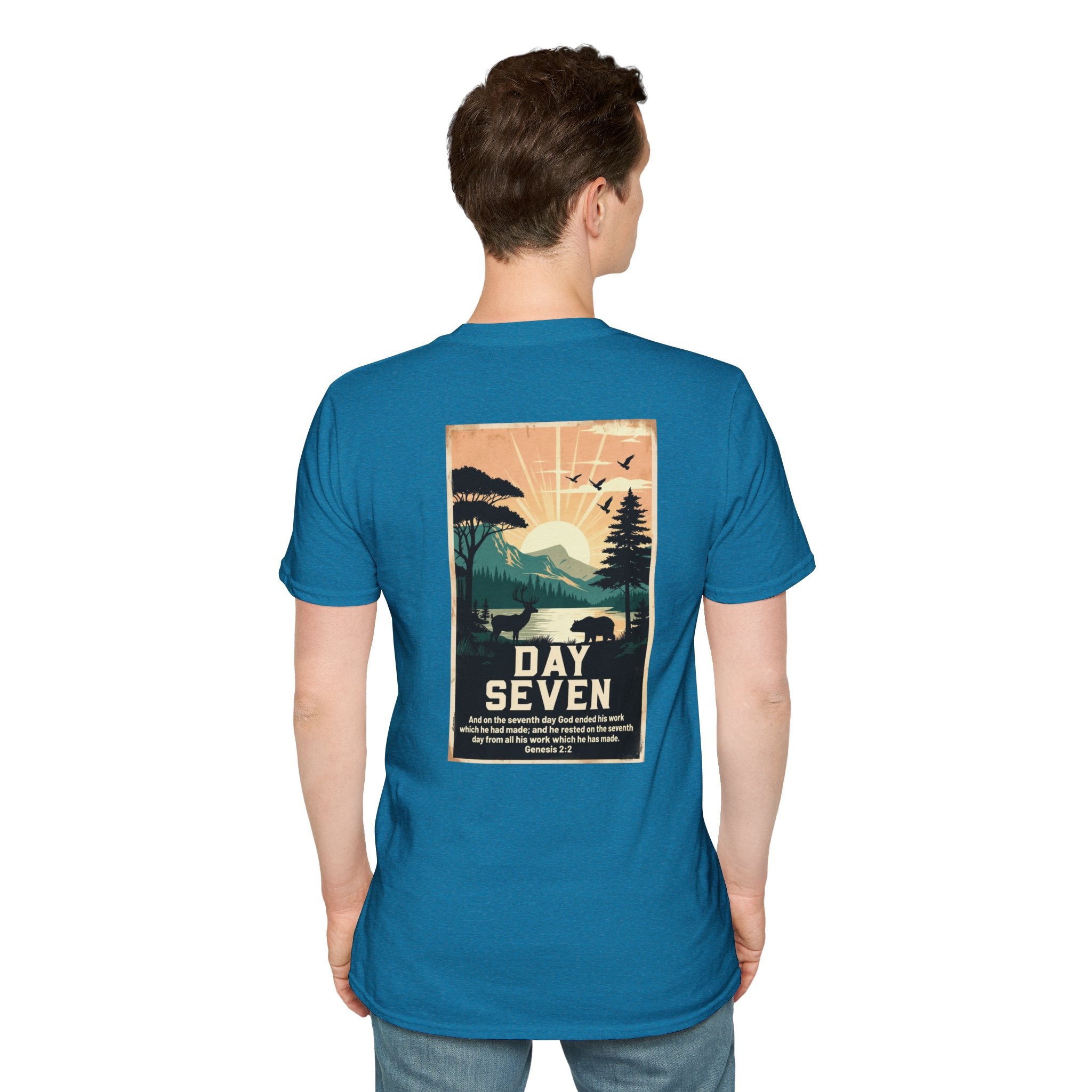 Day Seven of Creation T-Shirt — Biblical Creation Back Design